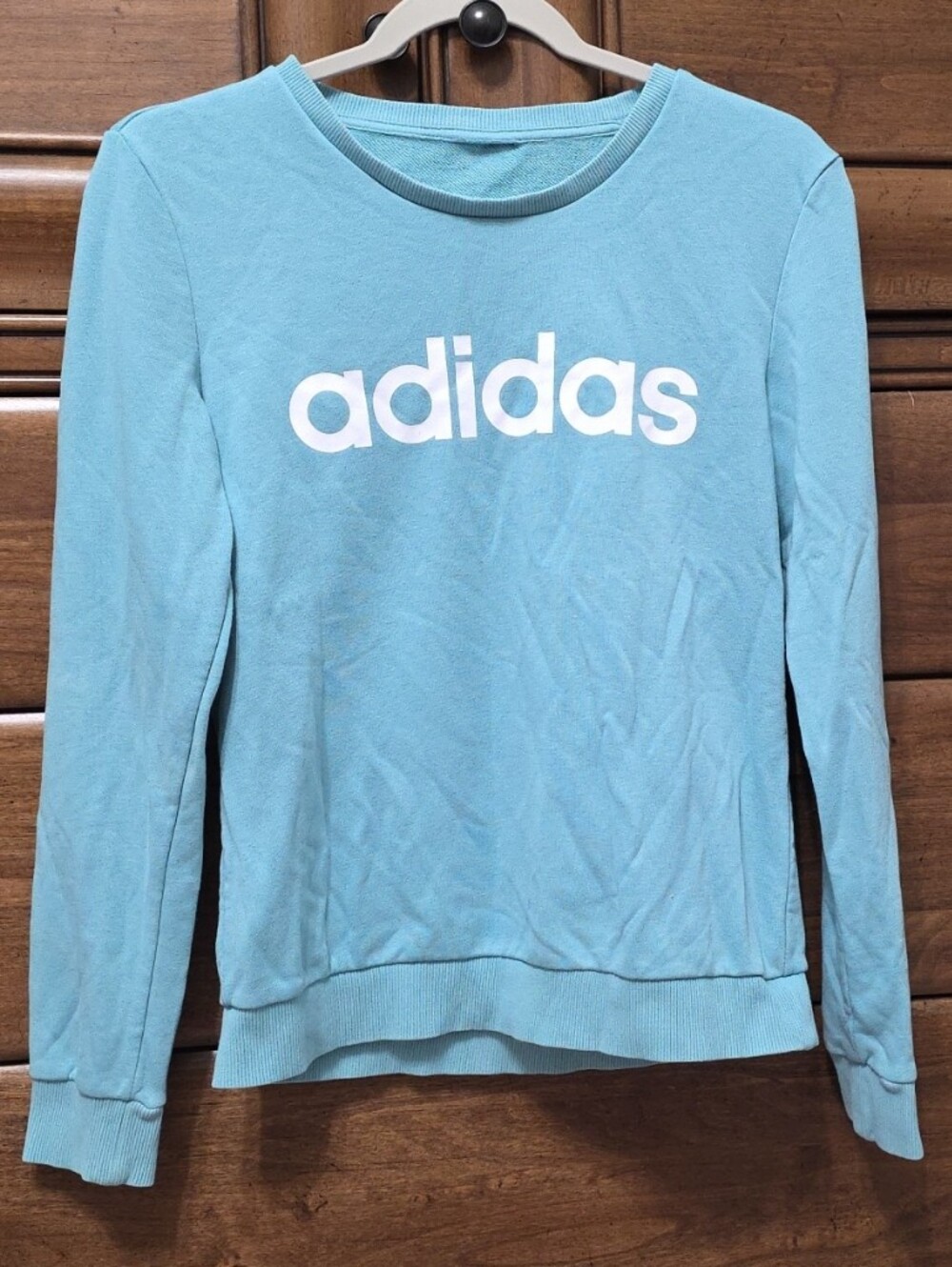 adidas Light Blue Pullover Sweatshirt with White Logo